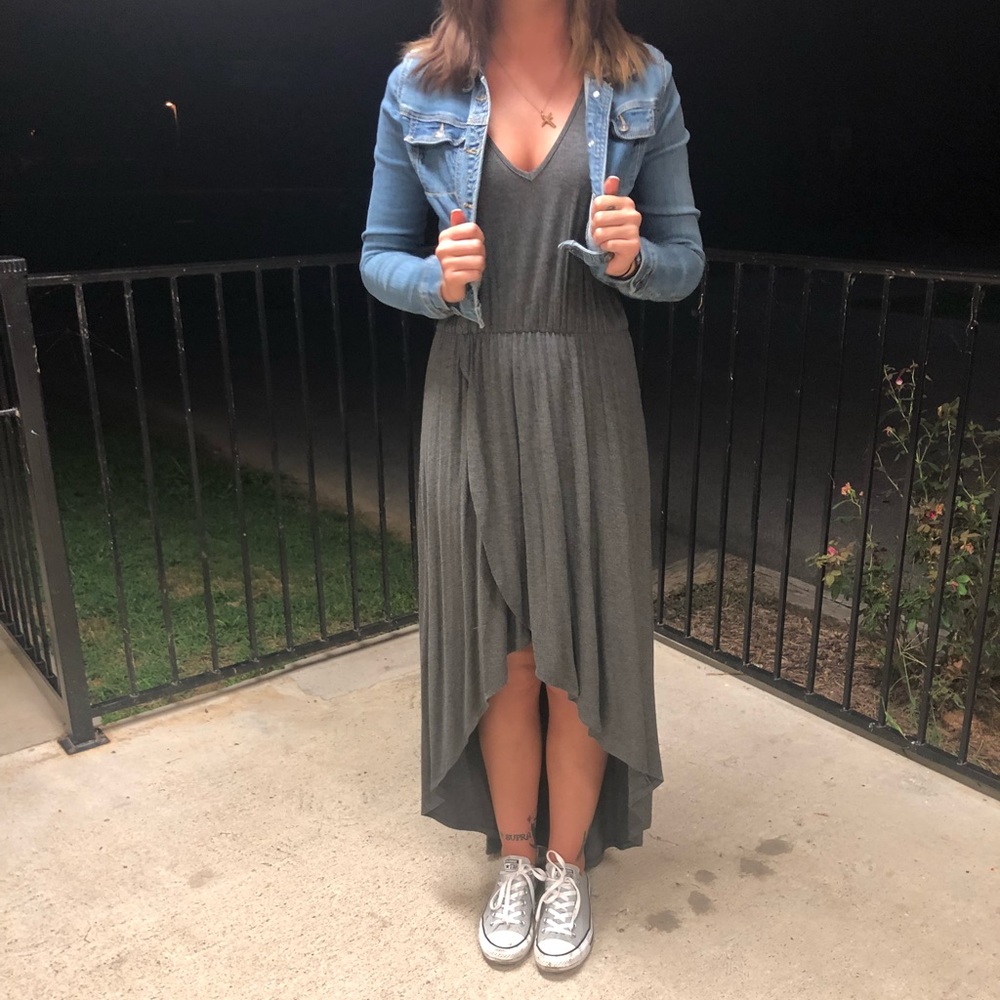 Grey Asymmetrical Maxi Dress